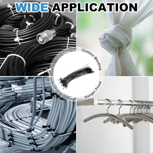 1000 Pcs Beaded Loop Tie Fasteners 7 Inch Snap Lock Pin Black - color: Black, size: 7 Inch