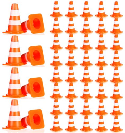 50Pcs Mini Traffic Cones, Mini Construction Cones for Model Scene Layout, Educational Play and Traffic Simulation
