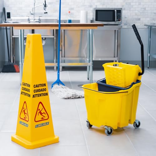 SPARTA 35 Qt Mop Bucket System with Wringer and Insert, Yellow - color: Yellow