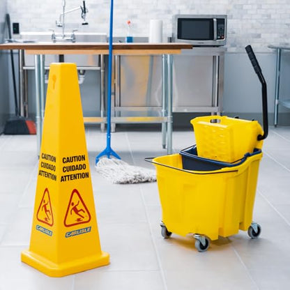 SPARTA 35 Qt Mop Bucket System with Wringer and Insert, Yellow - color: Yellow