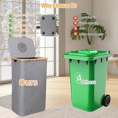 26 Gallon/100L Kitchen Recycling Bin with Lid & 2 Reusable Inner Bags - Ideal for Bottles, Cans, Glass, Plastic Waste (White) - color: White