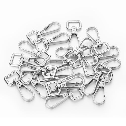 20 Pcs Metal D Ring Swivel Lobster Claw Clasp Snap Hooks Purse Hardware - color: Silver, size: 1/2 Inch