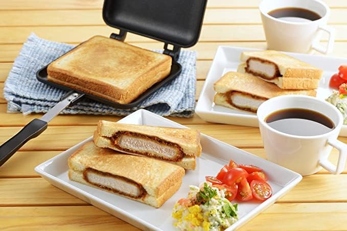 Panini Press Hot Sandwich Maker Non-Stick Panini Grill Pan with Handle Aluminum Flip Pan for Home and Outdoor Camping, 1 Pack
