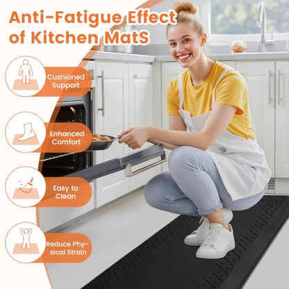 4/5 Inch Thicker Kitchen Mats Anti Fatigue Comfort Mat Standing Desk Rugs - color: Black, size: 60"L x 17"W x 0.8"Th