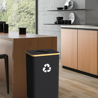 Recycling Bin for Kitchen Indoor Home, Large 26 Gallon 100L Recycle Bin with Lid Removeable Reusable Inner Bag Bottle Can Glass Waste Plastice Stickers,Black - size: Black-26Gallon