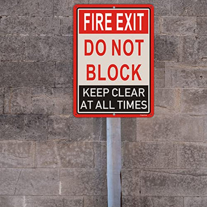 2 Pack Fire Exit Do Not Block Door Keep Clear at All Times Signs 14x10 Inches Fire Exit Safety Sign Do Not Block Sign Metal Reflective Sturdy Rust Aluminum Weatherproof Easy to Install