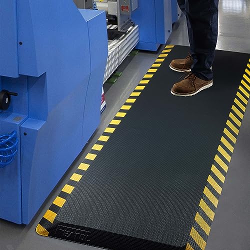 FEATOL 0.9" Anti Fatigue Mat for Industrial & Standing Mat & Home Kitchen - color: Yellow Border, size: 48"L x 20"W x 0.9"Th