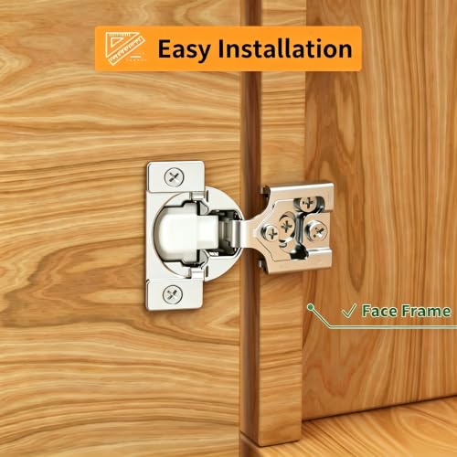 Soft‑Close 3/8" Overlay Cabinet Hinges, 105 Degree 3D Adjustable Concealed Hinges, Satin Nickel Finish, for Face Frame Kitchen Cabinet Doors, 2‑Pack (1 Pair) - size: 3/8inch Overlay