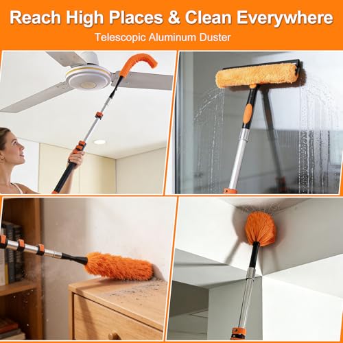 22FT Reach Duster Kit, Dual Lock for Ceiling Fan & Window Cleaning - size: 3-16FT