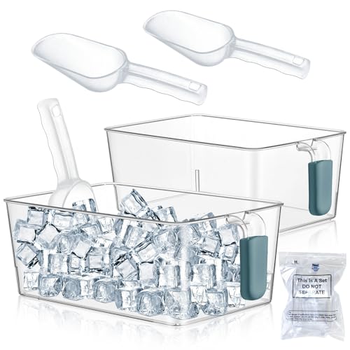 Havawish Ice Storage Bin and Flexible Scoop Set Plastic Freezer Bin - color: Dark Blue, size: 10.83 x 7 x 4.33 in, style: Classic
