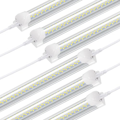 SZSKYING 10 Pack 8FT LED Shop Light, 120W 12000LM 6500K Daylight White, T8 Integrated Tube V-Shape, 96‘ Four Rows High Output, Linkable 8 Foot LED Light Fixture, Garage Lighting Plug in Non-Dimmable - size: 10 Pack