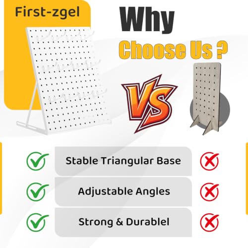 Portable & Adjustable Peg Board Display Stand with 15 Hooks(1pcs, White) - color: White