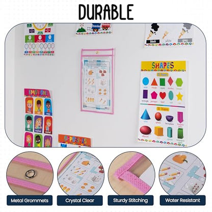 Essex Wares - 6 Pack, Pink Dry Erase Pockets, 10" Wide x 13.5" Tall - color: Pink