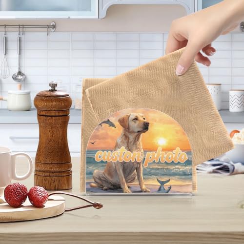 Custonm Picture Napkin Holder for Table Acrylic Tissue Dispenser - color: Custom Picture