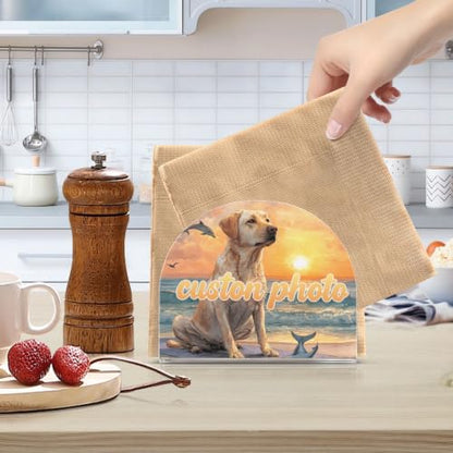 Custonm Picture Napkin Holder for Table Acrylic Tissue Dispenser - color: Custom Picture