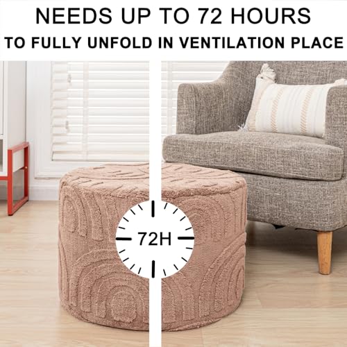 Asuprui Plush Ottoman Footrest, Pouf Footstool,20"x14", Light Coffee - color: Light Coffee, size: 20"D x 20"W x 14"H