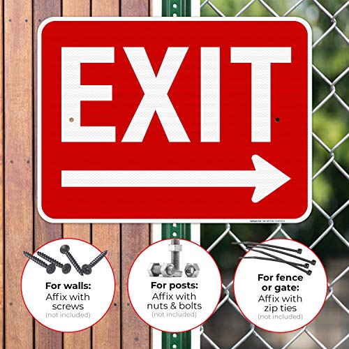 Exit Sign, with Right Arrow - size: 18x24 Reflective