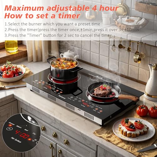 2 Burner Electric Cooktop 110V, 2000W, 24" Countertop & Built-in - size: 24 Inch 2 Burner Black