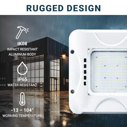 Parmida LED Canopy Light, 150W, 0-10V Dimmable, 100-277VAC, IP65 Waterproof, ETL, Shop Light, 5700K, 16.5" x 16.5", Gas Station, Warehouse, Garage, Street, Area & Outdoor Lighting, Commercial Grade - size: 1 Pack