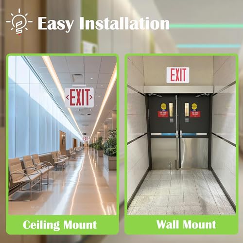 Gruenlich Emergency Exit Sign for Business, Battery Backup, 4 Pack - size: 4-Pack