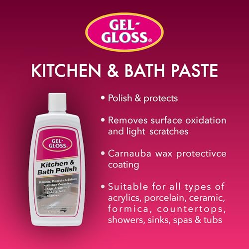 Gel-Gloss Home Kitchen & Bath Polish - Carnauba Wax Formulation, 16 oz.