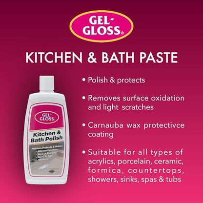Gel-Gloss Home Kitchen & Bath Polish - Carnauba Wax Formulation, 16 oz.
