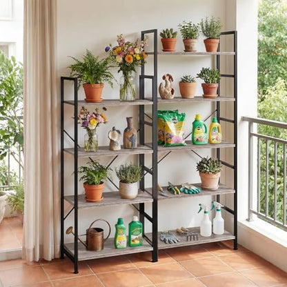 4 Tier Bookshelf, Free Standing Bookcase with Open Storage Shelves - color: Grey Wood, size: 4 Tier