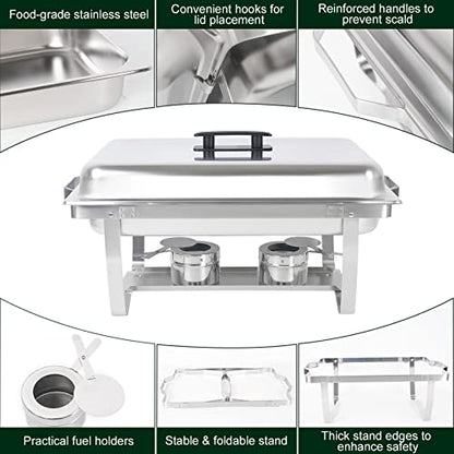 IMACONE Chafing Dish Buffet Set, 2 Pack, 5QT Round & 8QT Rectangle - size: 2-Pack