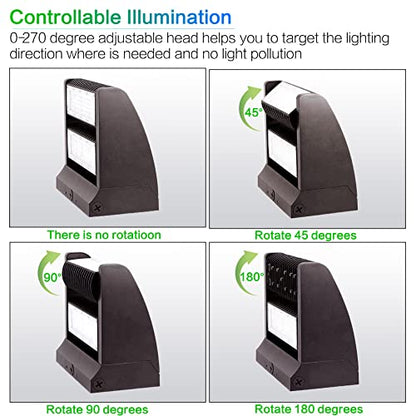 80W Rotatable LED Wall Pack Light, 10800LM 5000K, 100-277V, 0-10V Dimmable - color: 80W