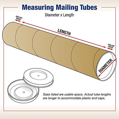 BOX USA Mailing Tubes, 4" W x 30" H, 12-Pack - Heavy-Duty Round Corrugated Tubes for Mailing and Storage of Blueprints, Artwork, Crafts, Posters, Long Art Holder - size: 4x30" 12-Pk