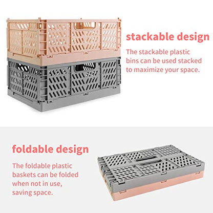 2 Pack Stackable Storage Crates, Plastic Foldable Baskets Small Blue - color: Blue, size: Small: 11.8" x 7.8" x 4.7"
