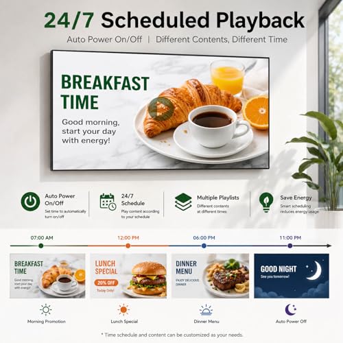 49inch 4K Slim Fit Frameless Digital Kiosk, 2000nits High Brightness Wall Mount Digital Signage, LCD Monitor Advertising Screen, CMS/U-Disk Plug&Play, 7/24 Timer Switch, HDMI/USB/WiFi/Android System - size: 49"+2000nits