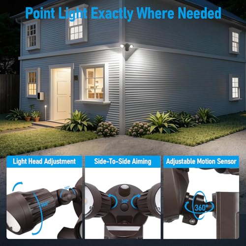 LEONLITE Motion Sensor Security Lights Dusk to Dawn IP65 5000K Bronze - color: Bronze (5000K)