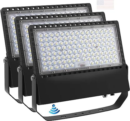 Juyace 3 Pack 240W LED Commercial Flood Light for Stadium Parking Building - size: 240W-3pack-With Photocell