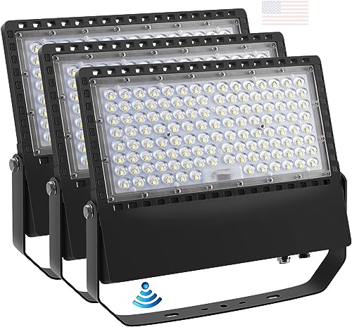 Juyace 3 Pack 240W LED Commercial Flood Light for Stadium Parking Building - size: 240W-3pack-With Photocell