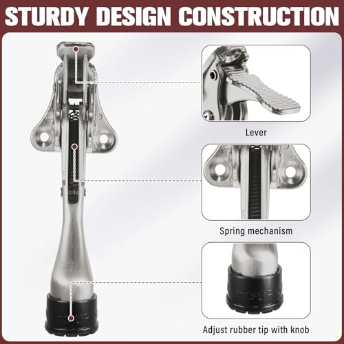 Chumia Heavy Duty Kick Down Door Stopper Metal Doorstop, Steel Gray, 12 Pcs - color: Steel Gray