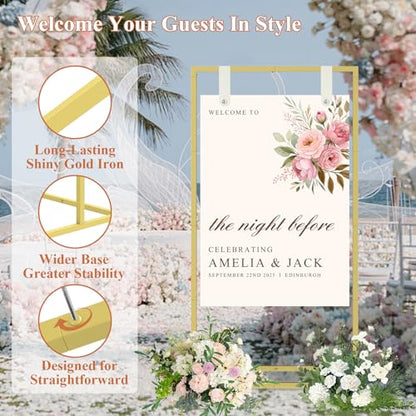 Wedding Sign Holder, Gold - color: Gold