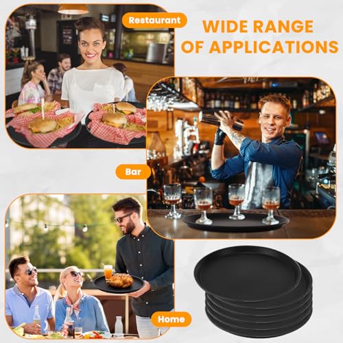 12 Pcs Black Restaurant Serving Trays Bulk, Round Tray, 14 Inch - size: 14 Inch