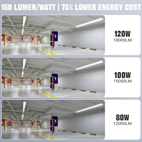 JTT 8FT LED Vapor Tight Light 120/100/80W Options, 0-10V Dimmable - 1Pack - size: 8FT (1-Pack)