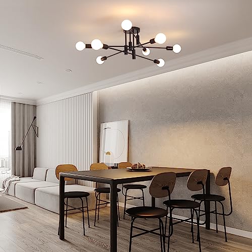 Garwarm Sputnik Ceiling Light Fixture, 8-Light Black Sputnik Chandelier - color: 8-Lights,Black-2
