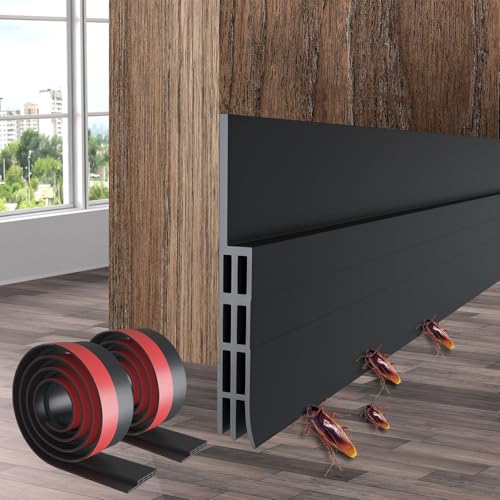 Ohuhu 2 Pack Door Draft Stopper, 1" Wide Adhesive Weather Stripping Seal - color: Black, size: 39"L x 2"W(2-Pack)