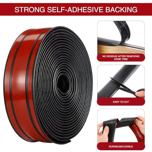 1 Inch Rubber Edge Trim 20ft Self-Adhesive U Channel Edge Strip - size: 20ft，1 Inch