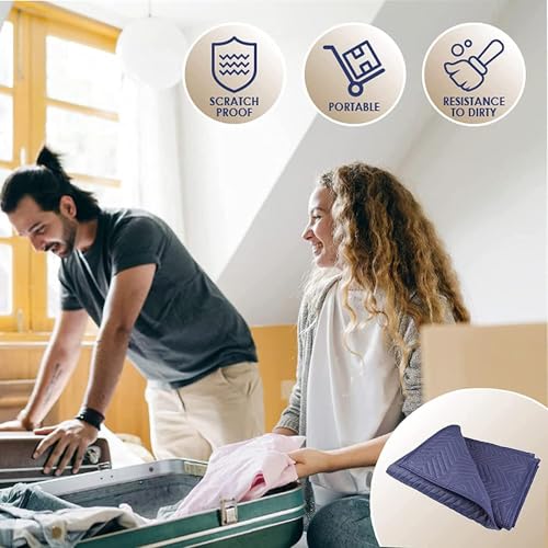 1 Pack Moving Blankets Heavy Duty 80"x72" Quilted Packing Blankets for Moving Furniture Padded Shipping Furniture Mover Blue - size: 1pack