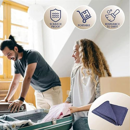 2 Pack Moving Blankets Heavy Duty 80"x72" Quilted Packing Blankets for Moving Furniture Padded Shipping Furniture Mover Blue - size: 2 Pack