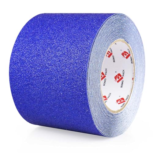 BOMEI PACK Anti Slip Traction Tape,4 Inch x 33 Ft,Heavy Duty Non Slip Tape,Grip Tape for Stairs, Tread Step, Indoor & Outdoor Use,Waterproof Stairs Non Skid Treads (Blue) - color: Blue