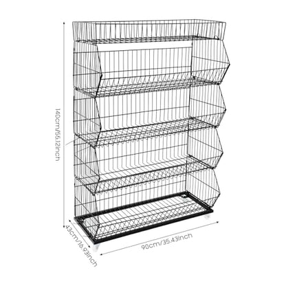Retail Display Rack with Wheels, Black Wire Snack Display Stand