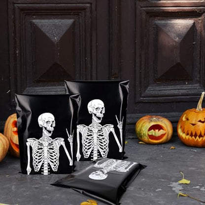 JarThenaAMCS 100Pcs Halloween Poly Mailers 10 x 13 Inch Skeleton Packaging Bags Self Seal Mailing Envelope Bags for Small Business Clothing Gift - style: skeleton