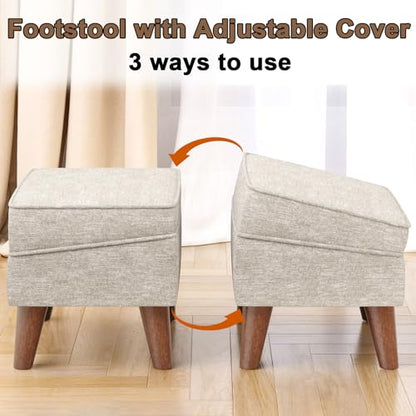 FAGAGA Ottoman Foot Rest, Small Footstool Ottoman with Adjustable Lid - color: Beige, size: 11.8"D x 15.8"W x 11.3"H