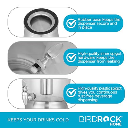 BIRDROCK HOME Large Beverage Dispenser with Stand, 3 Gallon - size: 3 gallon