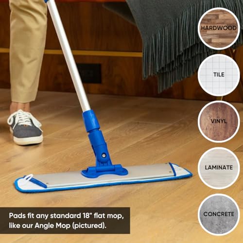 Microfiber Wholesale 18 inch Microfiber Mop Pads - Machine Washable, Reusable, Refills & Replacement Wet Mop Heads Compatible with Any Microfiber Flat Mop System (3 Pack) - size: 18 inch 3 Pack